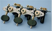 L111: Hauser style engraved nickel silver side plates, ebony oval buttons, black rollers with self aligning bearing bushes